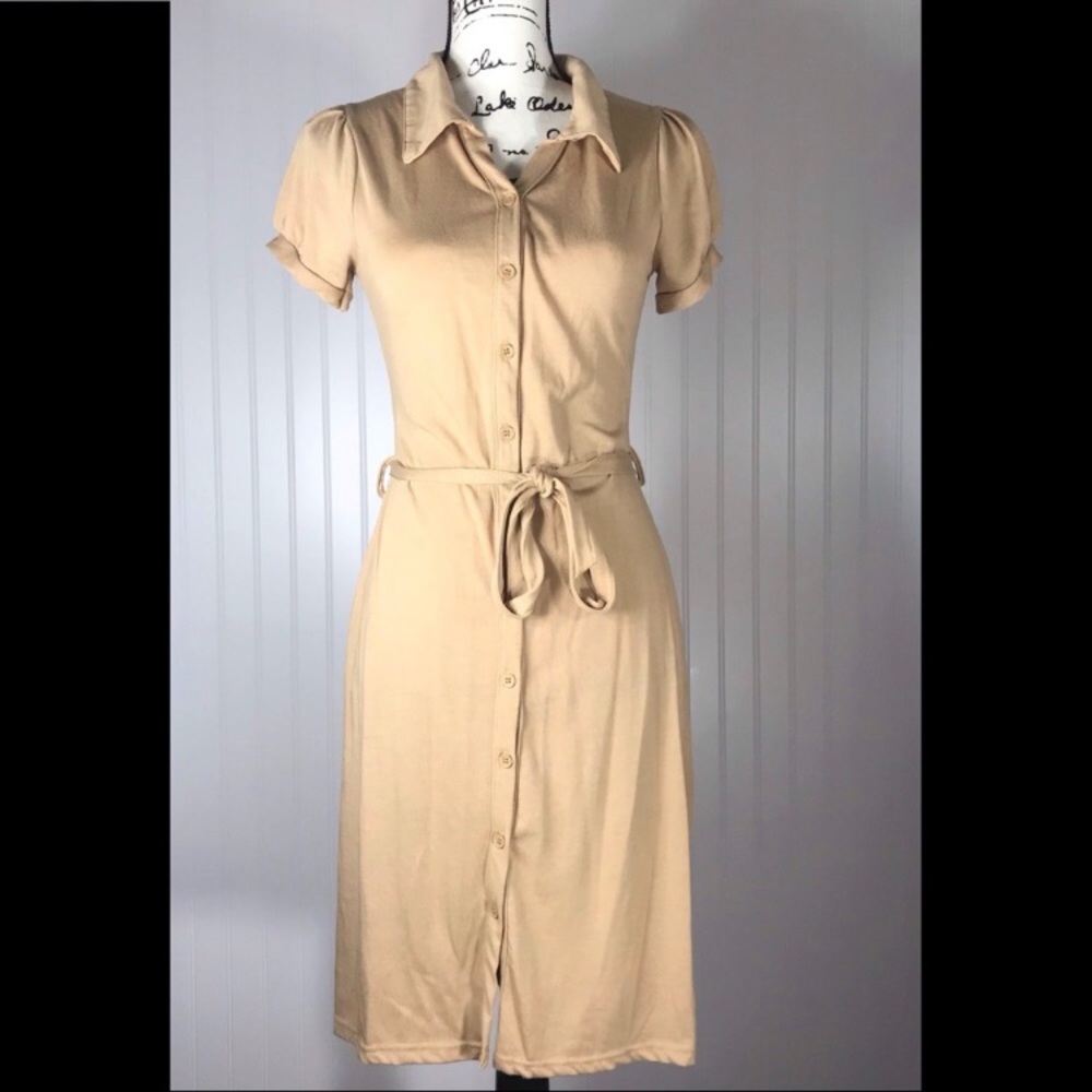 MKM Designs Button Up Shirt Dress w/Collar & Belt